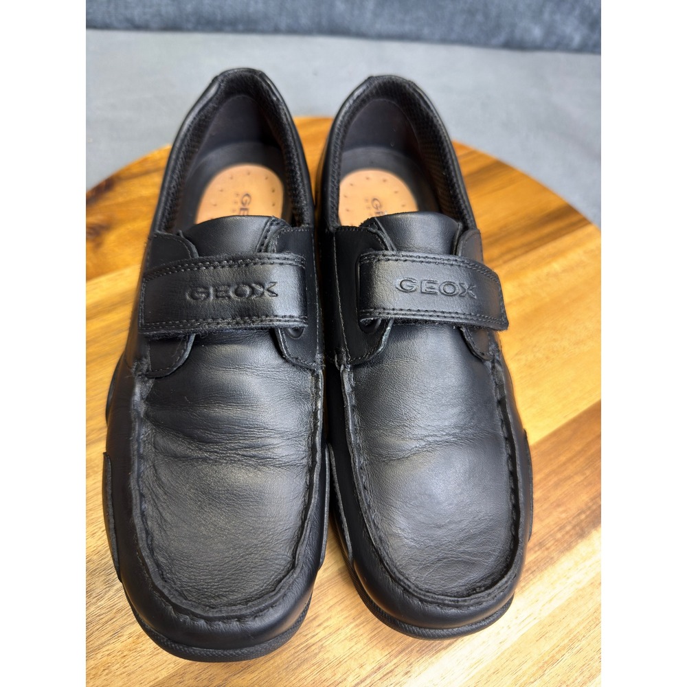 Geox Respira Loafers Women 5 Black Leather Hook Loop Strap Moc Toe Driving Shoes - Picture 12 of 14